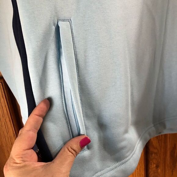 NWT Swet Tailor Stretch Microfleece Quarter Zip Striped Blue - L - Picture 3 of 10